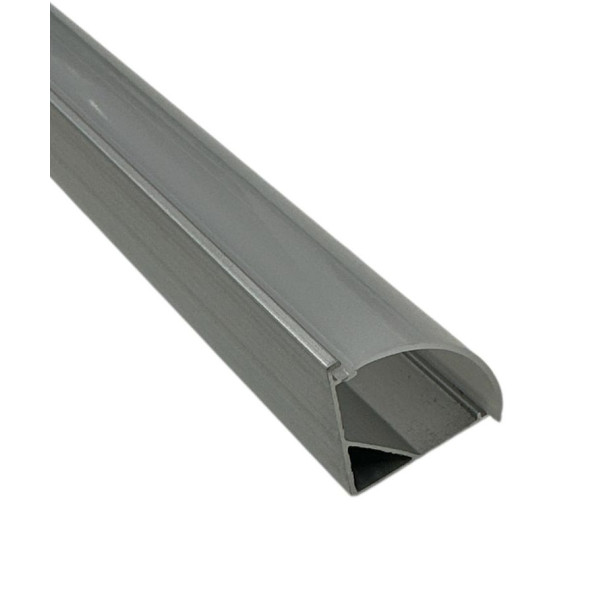 Profilé d'angle LED en métal anodisé LIBA0433MM de 2 m, avec revêtement satiné et accessoires.